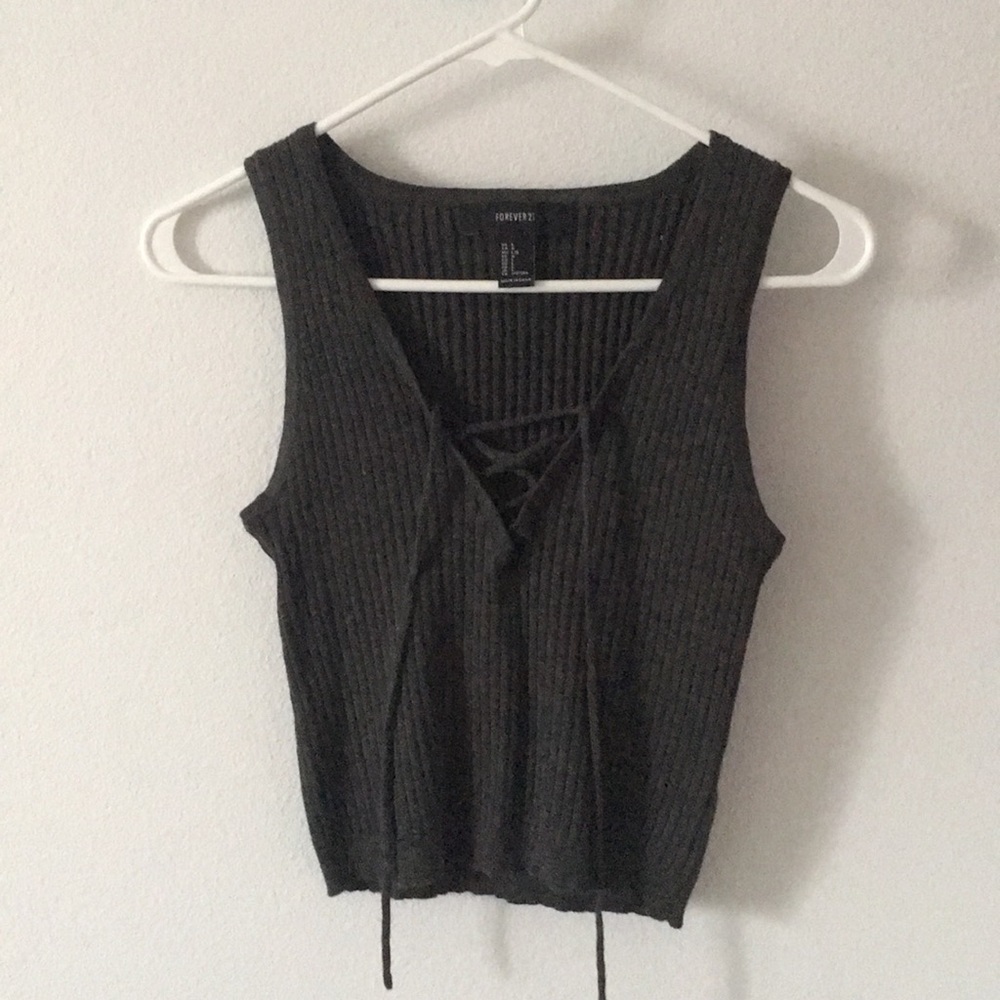 Dark gray crisscross tie up